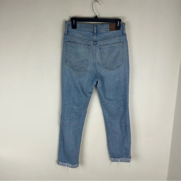 MADEWELL THE PERFECT VINTAGE JEANS KNEE RIP STRAIGHT STRETCH DENIM HIGH RISE 27 - Picture 3 of 7